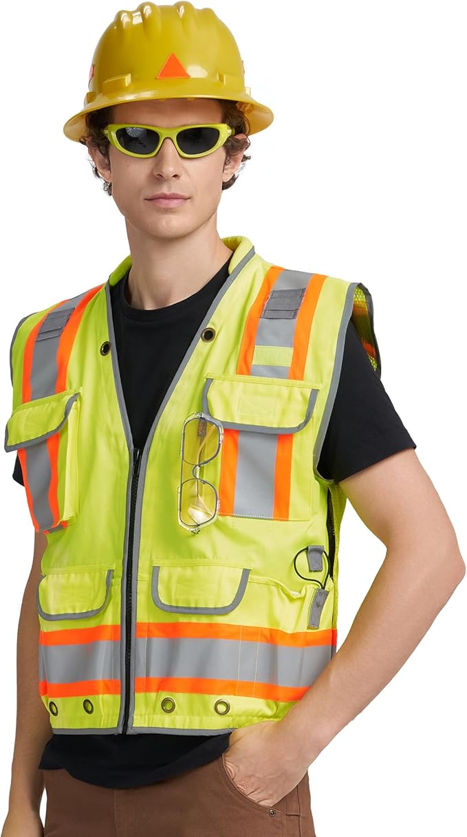 AYKRM Heavy Woven cotton High Vis Reflective work construction safety vest - Image 3