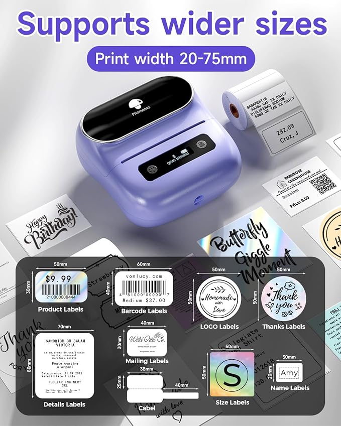 Phomemo M220 Label Maker, Small Business, Portable Wireless Printer - Image 4