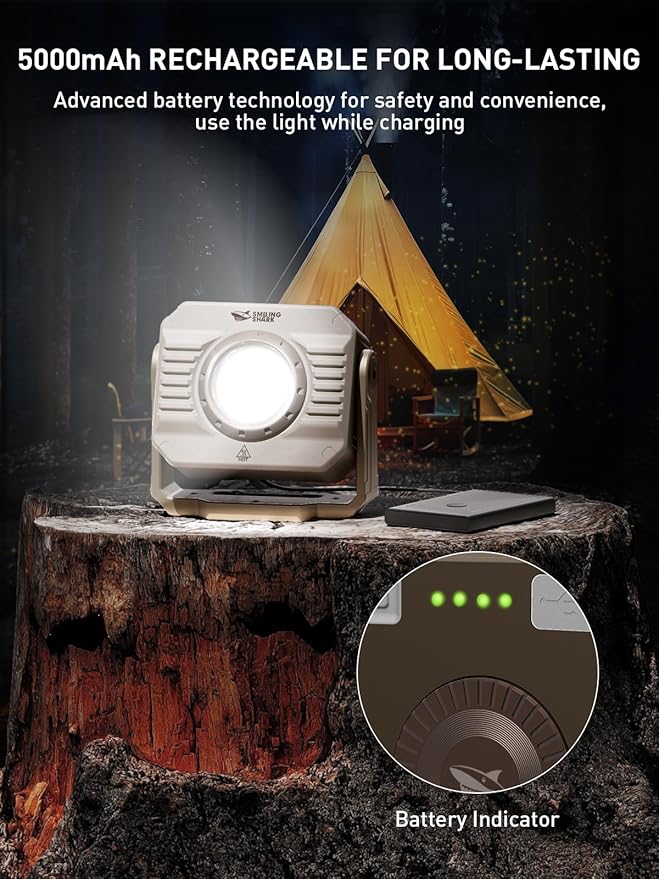 Smiling Shark Portable Working Lights, 5000mAh Rechargeable LED Work Light - Image 5