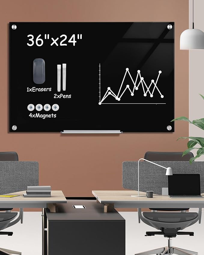 Mifuro Magnetic Glass Whiteboard，36"x24" Wall Mounted Frameless Dry Erase Board - Image 2