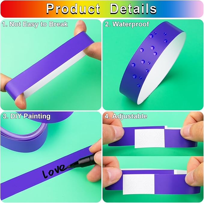 1200 Pcs Plastic Paper Wristbands - Image 6