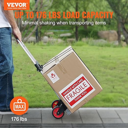 VEVOR Folding Hand Truck, 80 kg Load Capacity, Aluminum Portable Cart, - Image 2