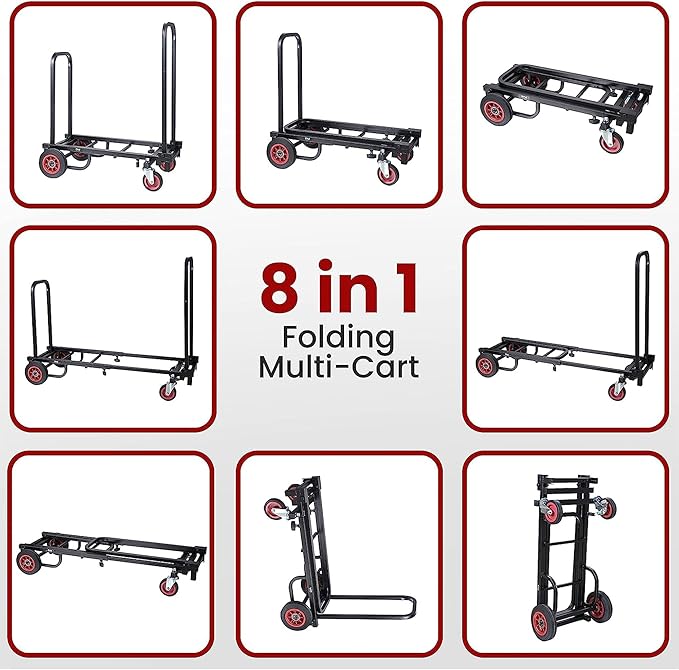Pyle Compact Folding Adjustable Equipment Cart - Image 3