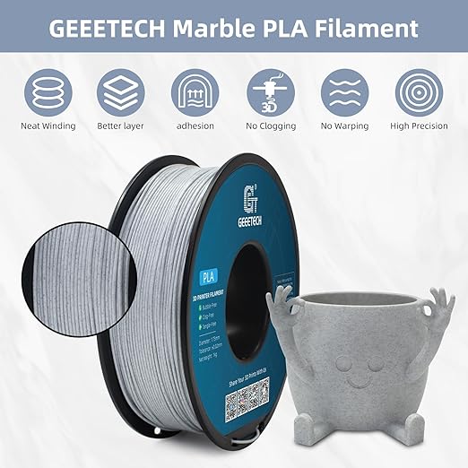 Geeetech Marble PLA 3D Printer Filament, Stone-Like Appearance, 1kg Spool - Image 3