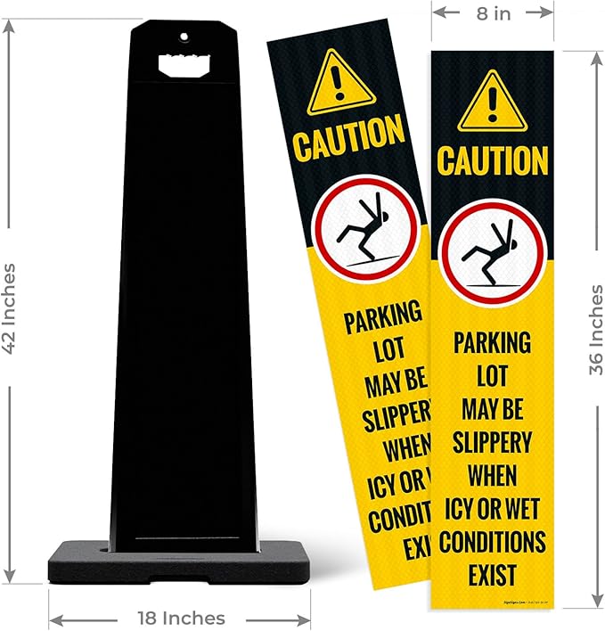 Caution Parking Lot May Be Slippery When Icy Or Wet Conditions Vertical Panel - Image 3