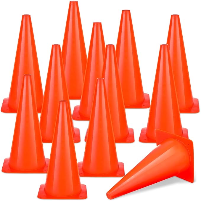 Reginary 12 Pcs 15 Inch Parking Cones, Traffic Cones, Plastic Cones by Reginary
