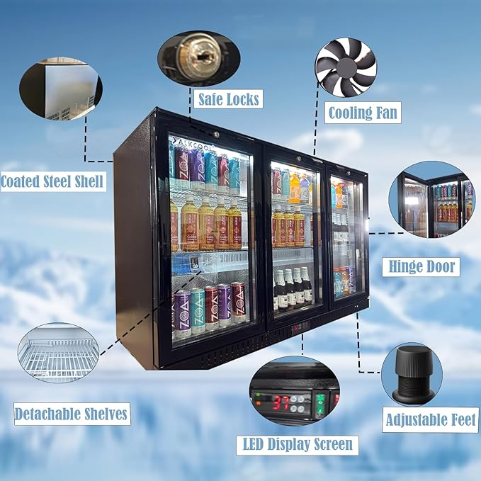 Back Bar Cooler Fridge, 11.5 Cu Ft Commercial Display Refrigerator Beverage - Image 4