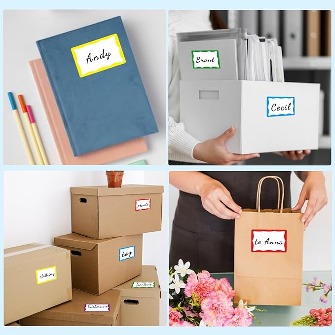 6 Classic Colors Name Tag Stickers, School and Home - Image 4