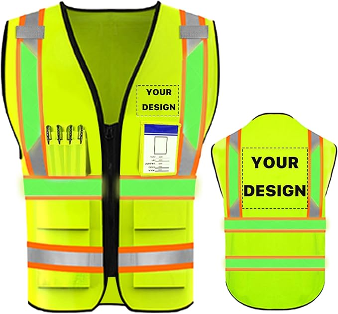 YOWESHOP High Reflective Visibility Safety Vest Custom Your Logo Safety Workwear by YOWESHOP