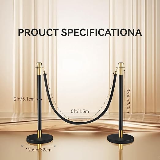 6 Pack Black Gold Stanchions - Image 2