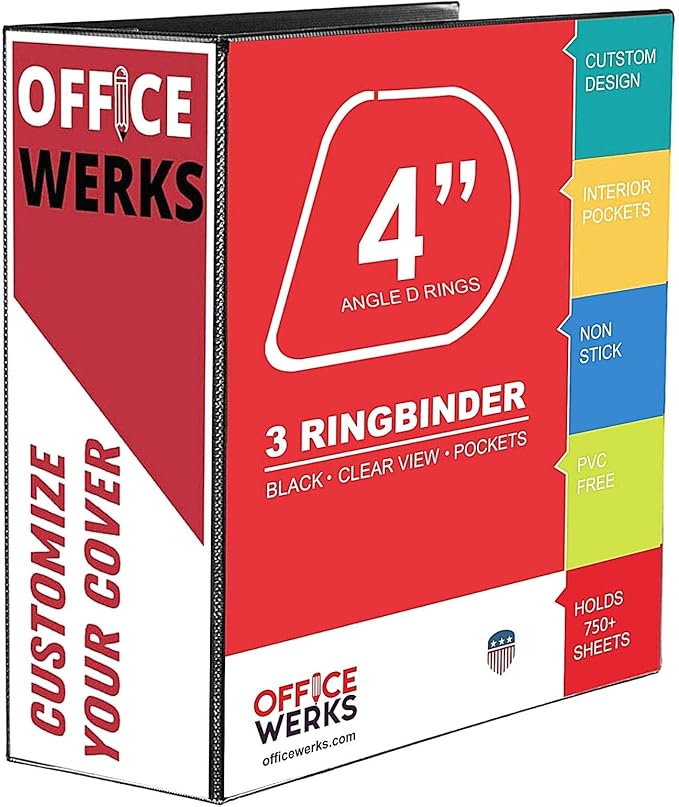 4 Inch 3 Ring Binder, D-Ring Heavy Duty, 800 Sheet Capacity, Customizable View - Image 2