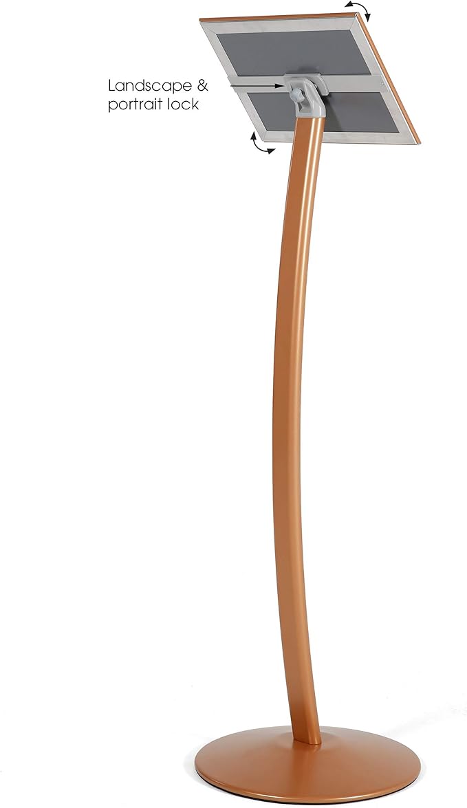 M&T Displays Curved Menu Board, 8.5x11 Pedestal Sign Holder Copper Floor - Image 3