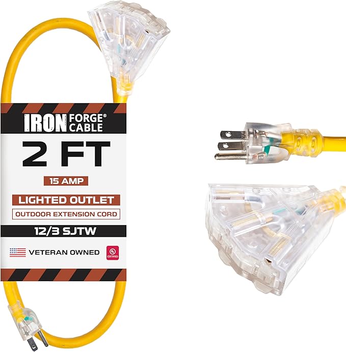 Iron Forge Cable 2 Foot Lighted Outdoor Extension Cord by IronForgeCable