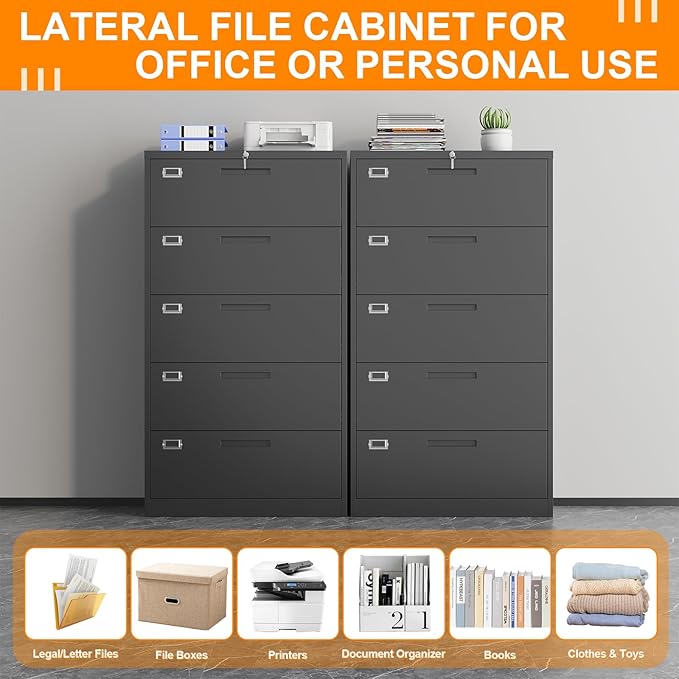 File Cabinet 5 Drawer, Lateral Filing Cabinet - Image 9