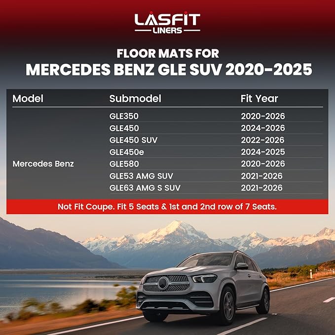 LASFIT Floor Mats for Mercedes Benz GLE SUV 2020-2026 350/450 / 450e / 580/53 - Image 2