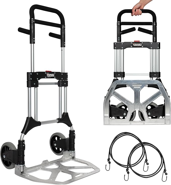 Vergo 400 lbs Capacity Folding Hand Truck Dolly – Lightweight Aluminum Frame by Vergo