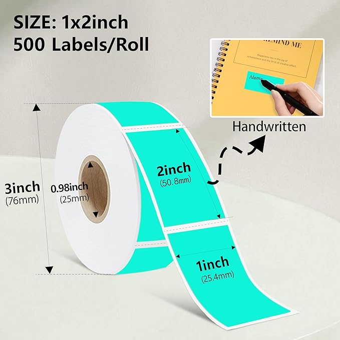 1X2 inch Label Stickers Roll for Thermal Printer 500PCS Colored Removable - Image 3