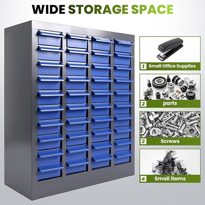 Part Cabinet with 40 Drawers, Shelves & Label Stickers - Image 5