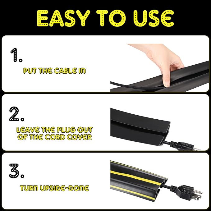 Pangda 30 FT Floor Cable Cover Heavy Duty Cord Cover Protector Power Cable - Image 4