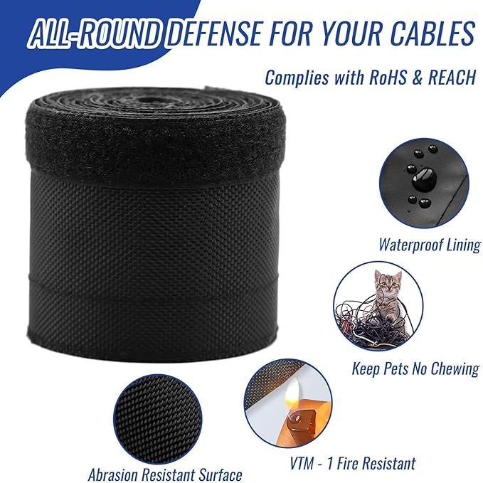 1/2" - 6.6FT Chew Proof Cat Cord Protector（Hook & Loop Split Sleeve - Image 3