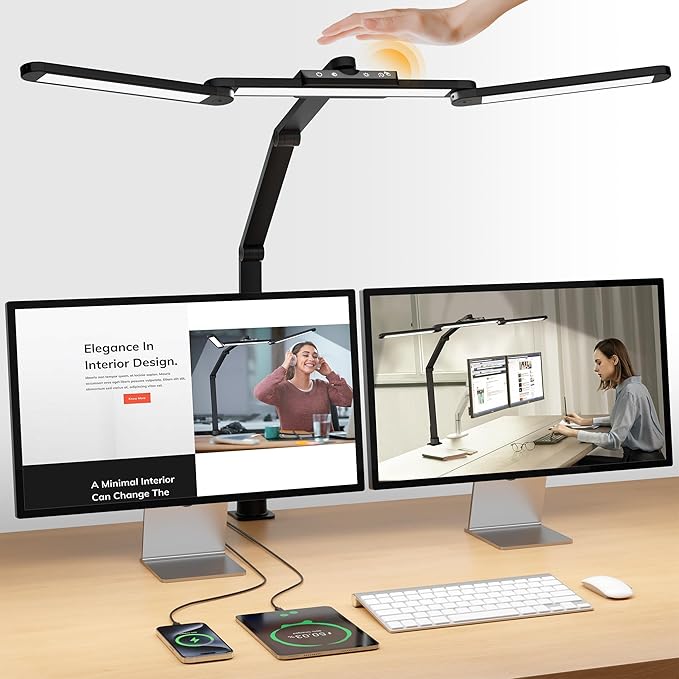 ShineTech LED Desk Lamp for Home Office, 25 Lighting Modes Swing Arm LED Lamp by ShineTech