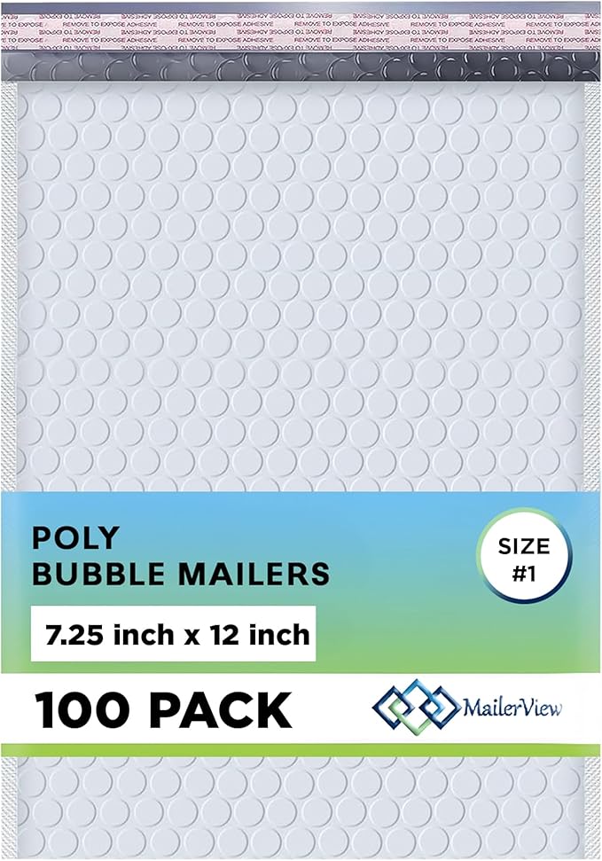 White Poly Bubble Mailers 7.25x12 inch #1 | Self Seal Padded Envelopes | by MAILERVIEW