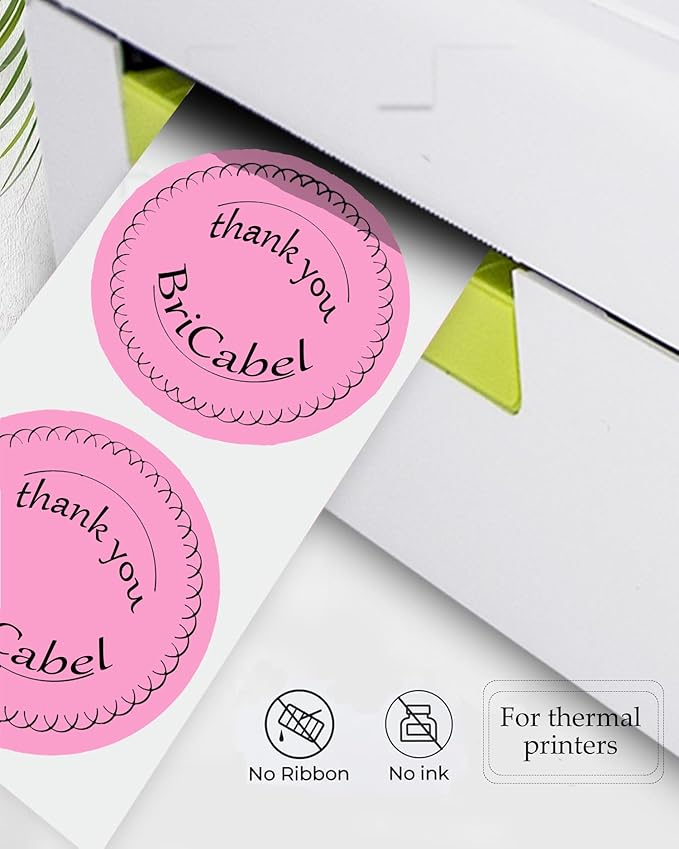 2 Inch Pink Round Thermal Labels, 600 Labels/Roll, Self-Adhesive Circle - Image 3