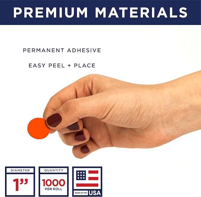 Fluorescent Red 1-Inch Circle Dot Stickers – 1, 000 Round Strong Adhesive - Image 2