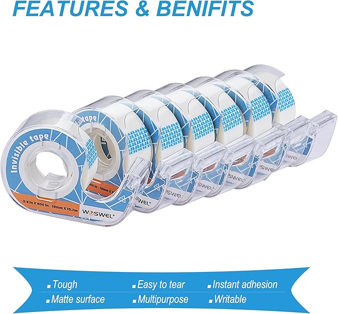 Tape Refills with Dispenser, 24 Roll Invisible Tapes, 3/4 Inch X 600 in - Image 3
