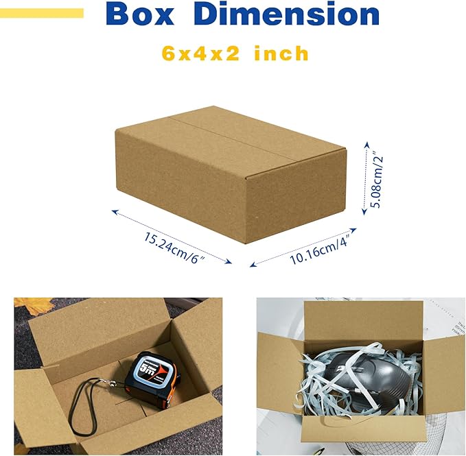 50 Pack 6x4x2 inches Small Shipping Boxes Brown Corrugated Cardboard Boxes - Image 2