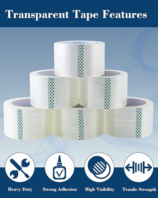 Lichamp Heavy Duty Packing Tape 6 Rolls, Wide Packaging, 3 in. x 90 Yd. - Image 3