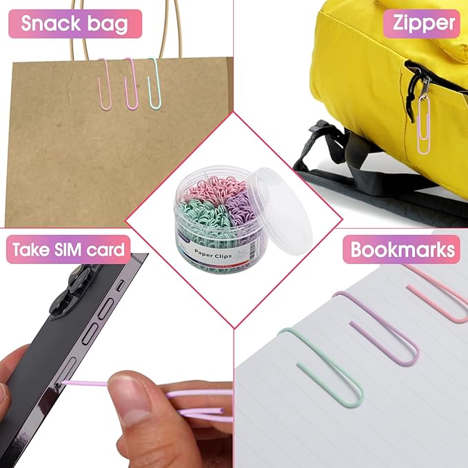 Pastel Jumbo Paper Clips, School and Office Use - Image 6