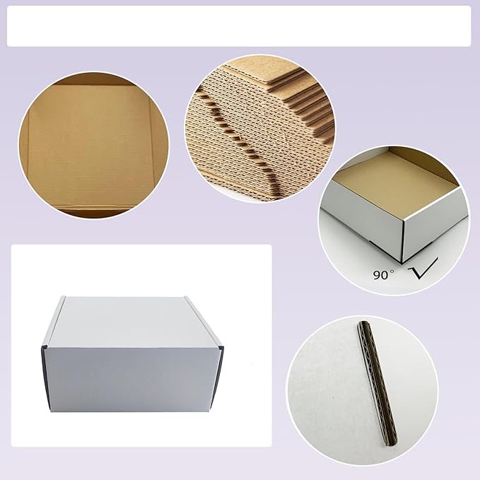 7x7x3 Inches White Shipping Boxes Set of 25，Cardboard Boxes Recyclable - Image 4