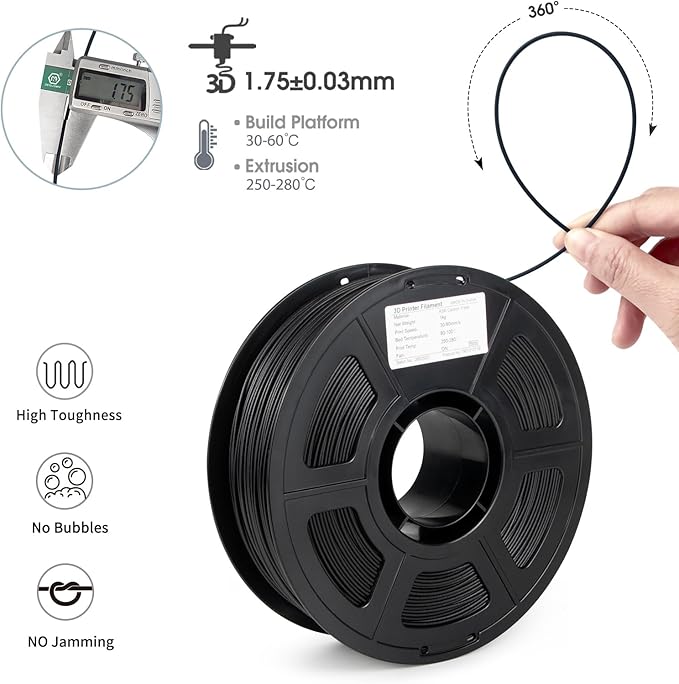 iSANMATE Carbon Fiber ASA Filament 1.75mm, UV/Rain/Heat Resistant Tough 3D - Image 2