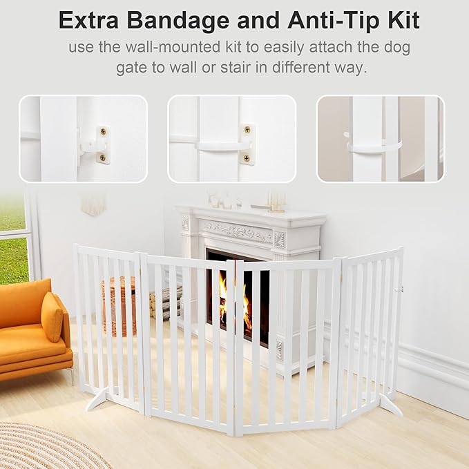 36" Height Extra Tall Freestanding Pet Gate, Solid Wood Folding Safety Fence - Image 5