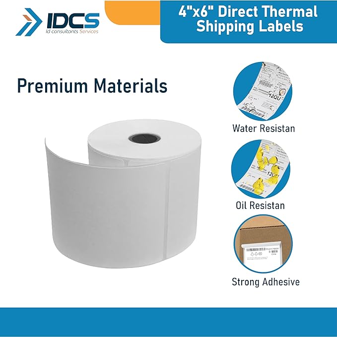 IDCS 4"x6" Direct Thermal Shipping Labels, 1250 Labels/5 Rolls, Perforated - Image 2