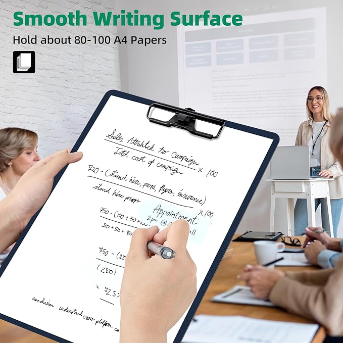 Clipboard with Pen Holder, Plastic Clipboard with Low Profile Metal Clip - Image 4