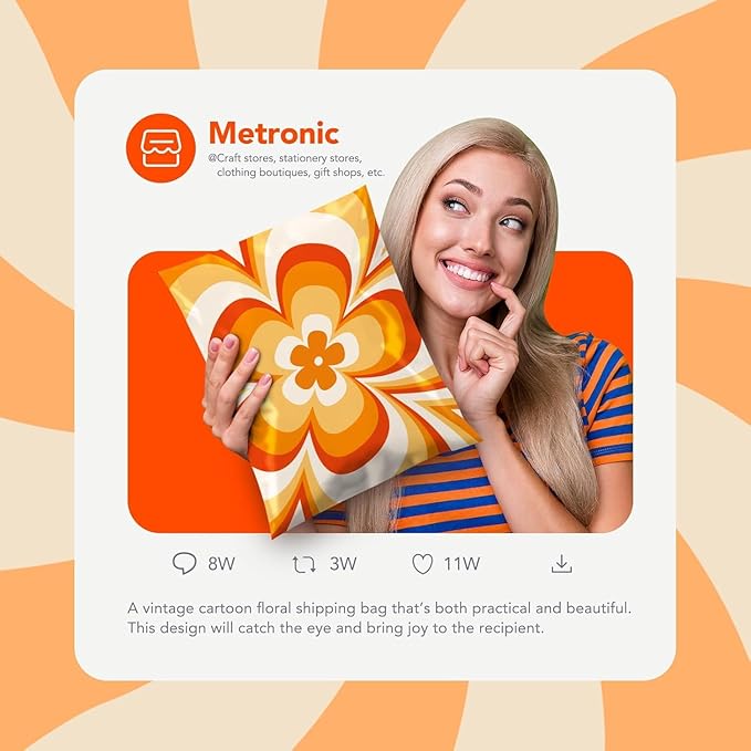 Metronic Poly Mailers 10x13" 1200pc Orange Flower, Small Shipping Bags - Image 5