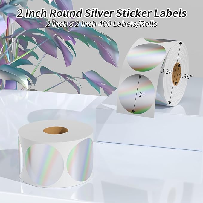 Classy Holographic Circle Thermal Sticker Labels, Self-Adhesive Thermal Label - Image 2