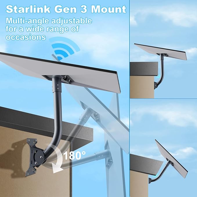 for Starlink Gen 3 Roof Mount, Aluminum Alloy Starlink Standard V3 Mounting Kit - Image 3