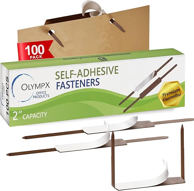 OLYMPX 100 Pcs of 2? Capacity Premium Self Adhesive Prong Paper Fastener Bases by Unknown