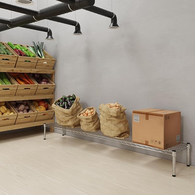 14''W x 72''L x 8''H Chrome Plated Wire Dunnage Rack | Off The Floor Storage - Image 2