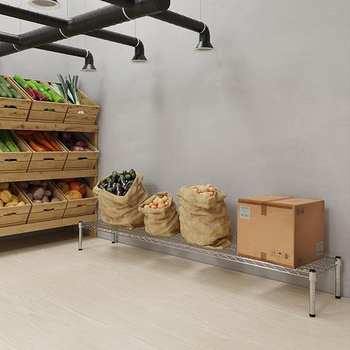 14''W x 72''L x 8''H Chrome Plated Wire Dunnage Rack | Off The Floor Storage - Image 2