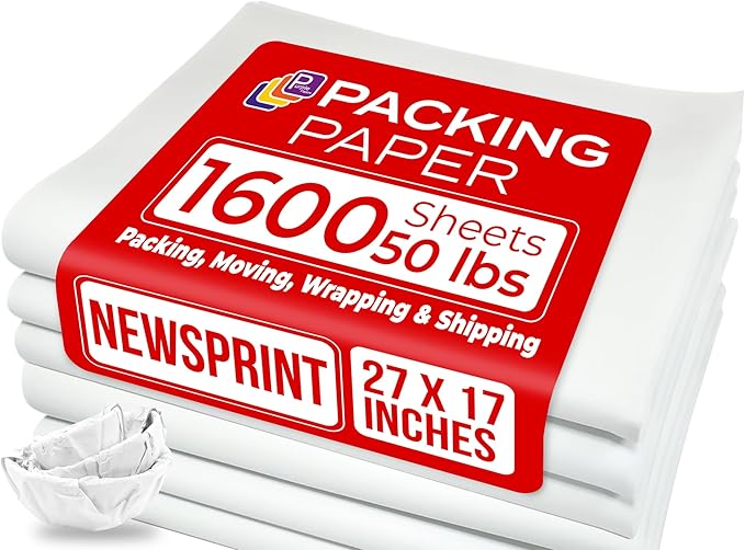Purple Papers White Bulk Packing Paper | 1600 sheets | 27" x 17" | 50 lbs | by PurplePapers