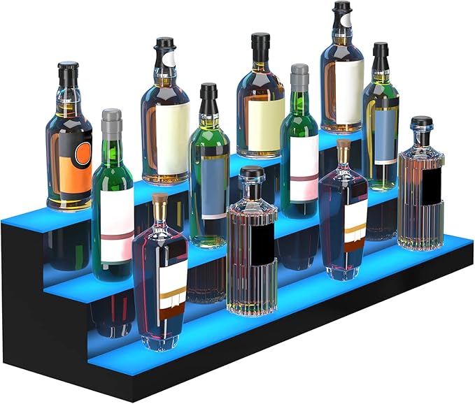 VEVOR LED Lighted Liquor Bottle Display, 3 Tiers 40 Inches, Supports USB - Image 12