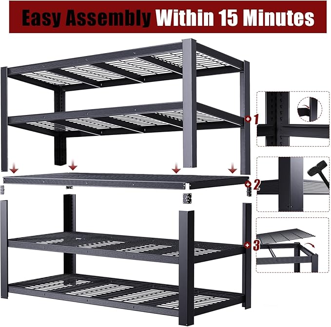 Heavy Duty Garage Shelving, 5-Tier Storage Shelves, 3050LBS Capacity Industrial - Image 7