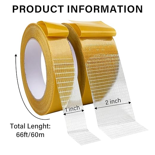 WINNOW Heavy Duty Double Sided Rug Tape 1 Inch / 2 Inch x 66 Feet – Carpet Tape - Image 2