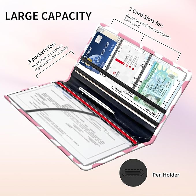 Premium Car Registration and Insurance Card Holder, Cute PU Leather Car - Image 4