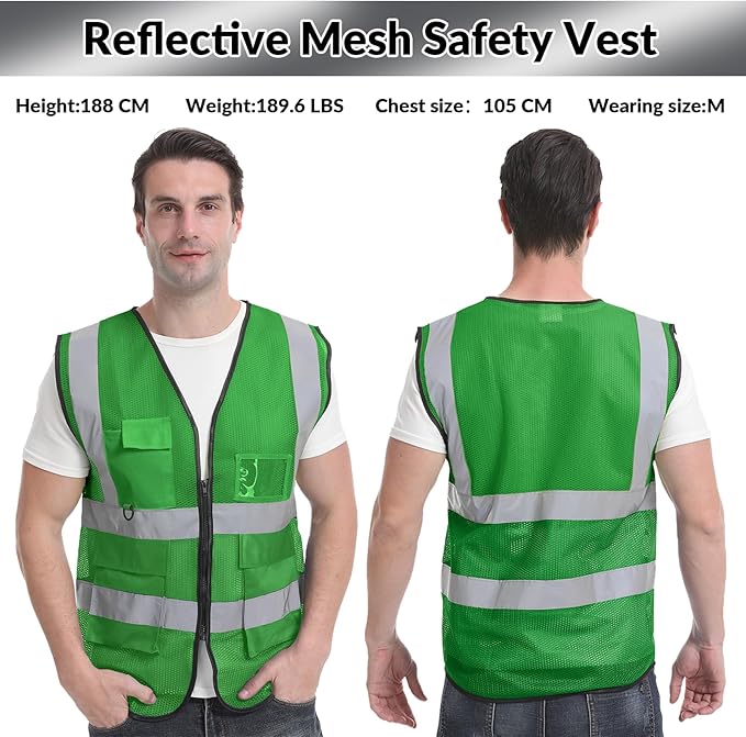 BeautyWill Custom Safety Vest Logo Class 2 High Visibility Reflevtive Vest - Image 6