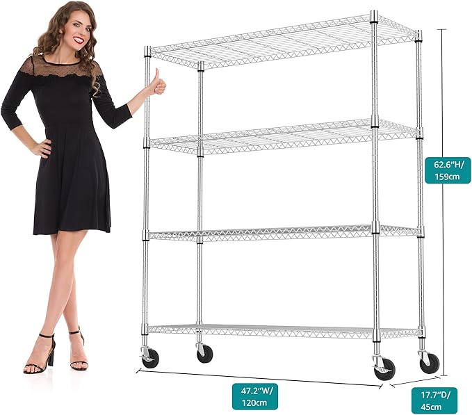 4 Tiers Shelf 1400 lbs Steel Storage Shelving Utility Shelving Unit Steel - Image 3